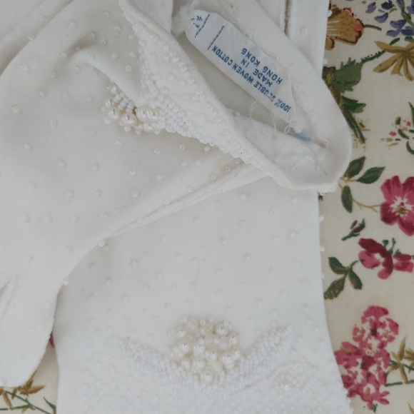 1960S VINTAGE White beaded- lace dress& accessorie - Picture 13 of 16